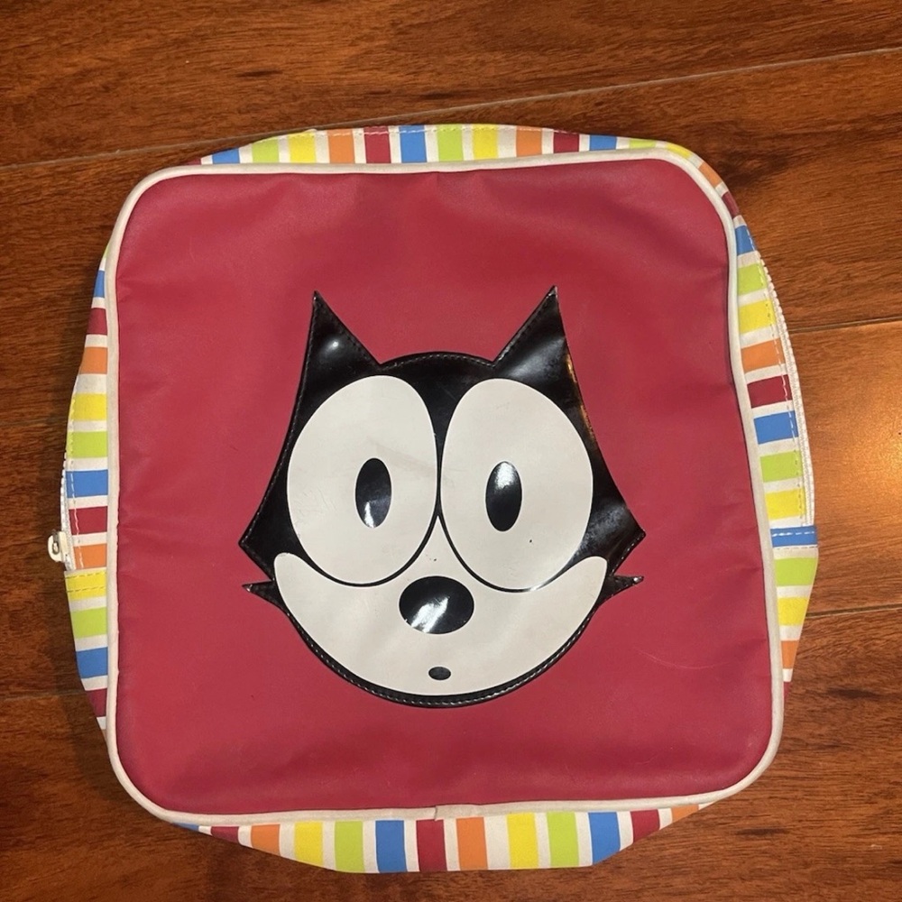 Felix the Cat | Red Backpack Bag with Striped Trim